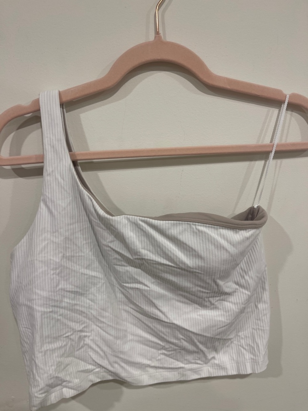lululemon athletica White Ribbed One-Shoulder Crop Top